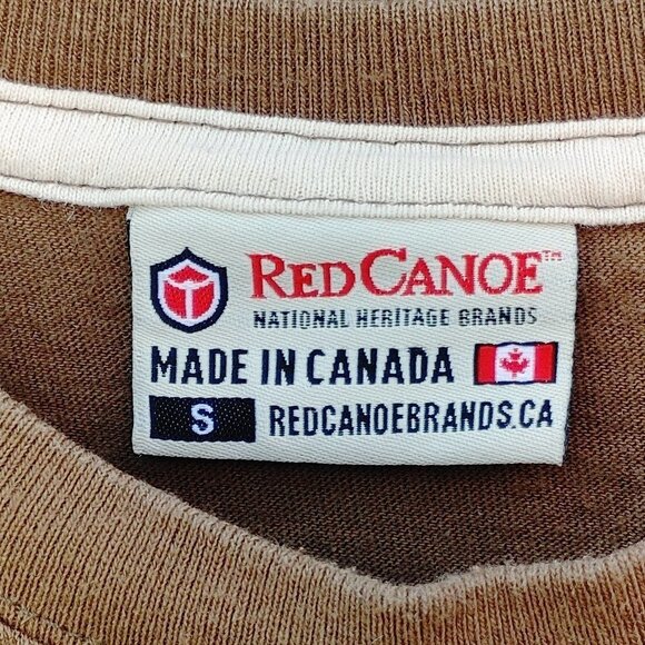 Red Canoe Men's Tee Shirt Brown S Cotton Short Sleeve Canadian Shield Maple 🍁 - Picture 7 of 8